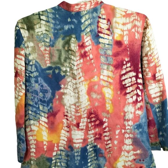 (1009) CLOTHES Women's Multicolor 3/4 Sleeve Linen Blend Top Size XL - Picture 2 of 7